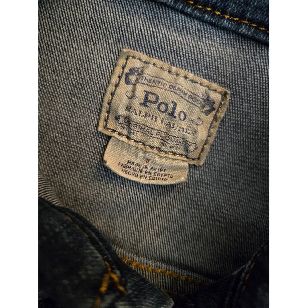 Polo Ralph Lauren Kids Denim Jean Jacket Size 9 Blue Authentic snap Front - Picture 3 of 6